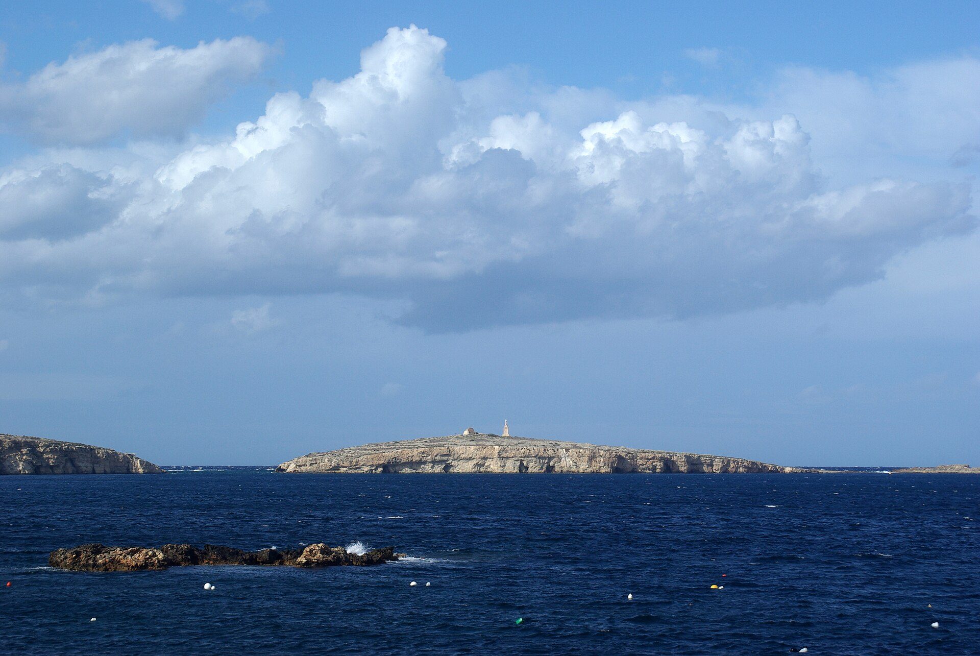 St Paul's Islands off the mouth of St Paul's Bay, Malta, seen low from the water